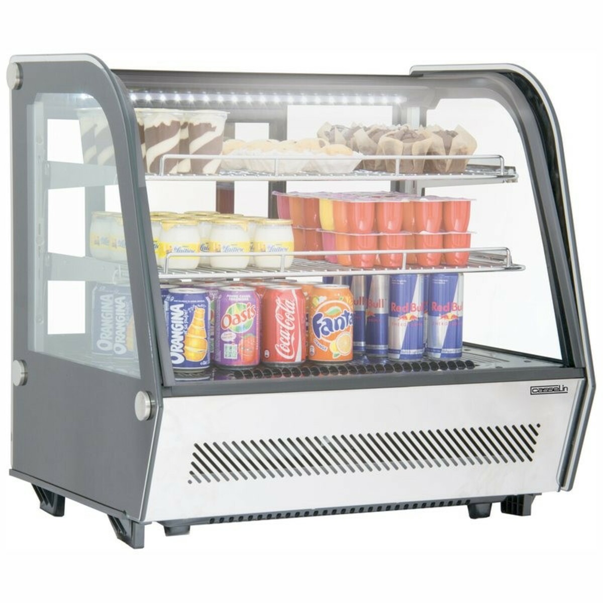120 L freestanding refrigerated display case, 2°C to 12°C