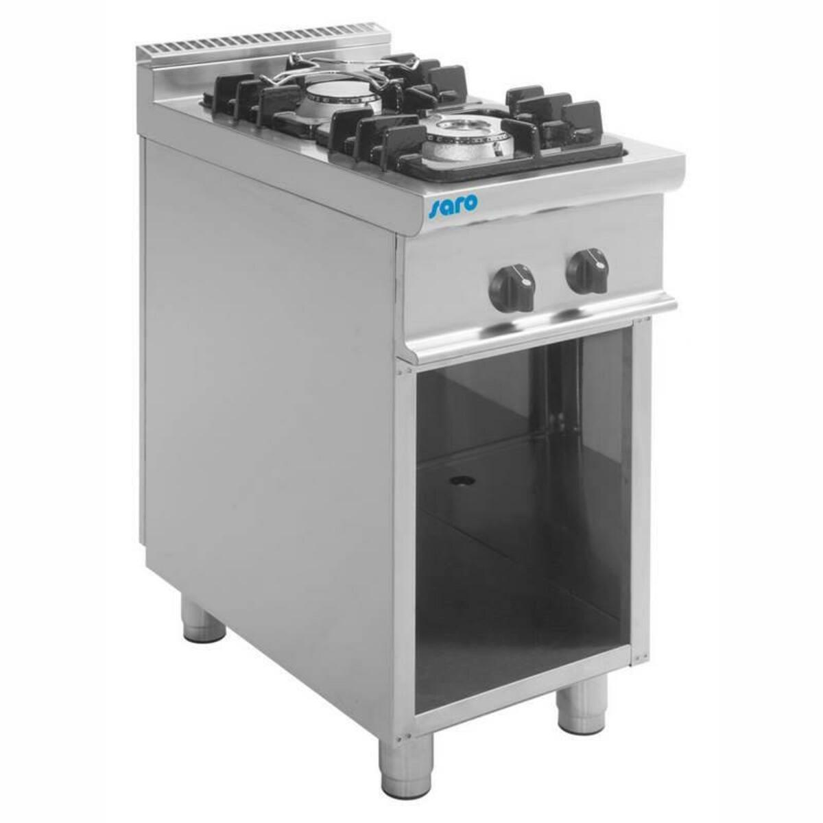 2 4-burner gas range on cabinet