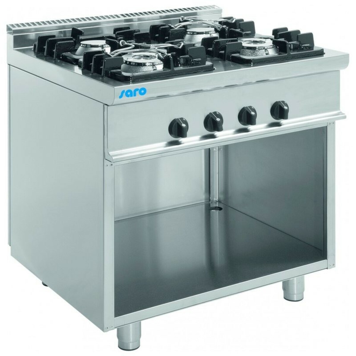 4 4-burner gas range on cabinet
