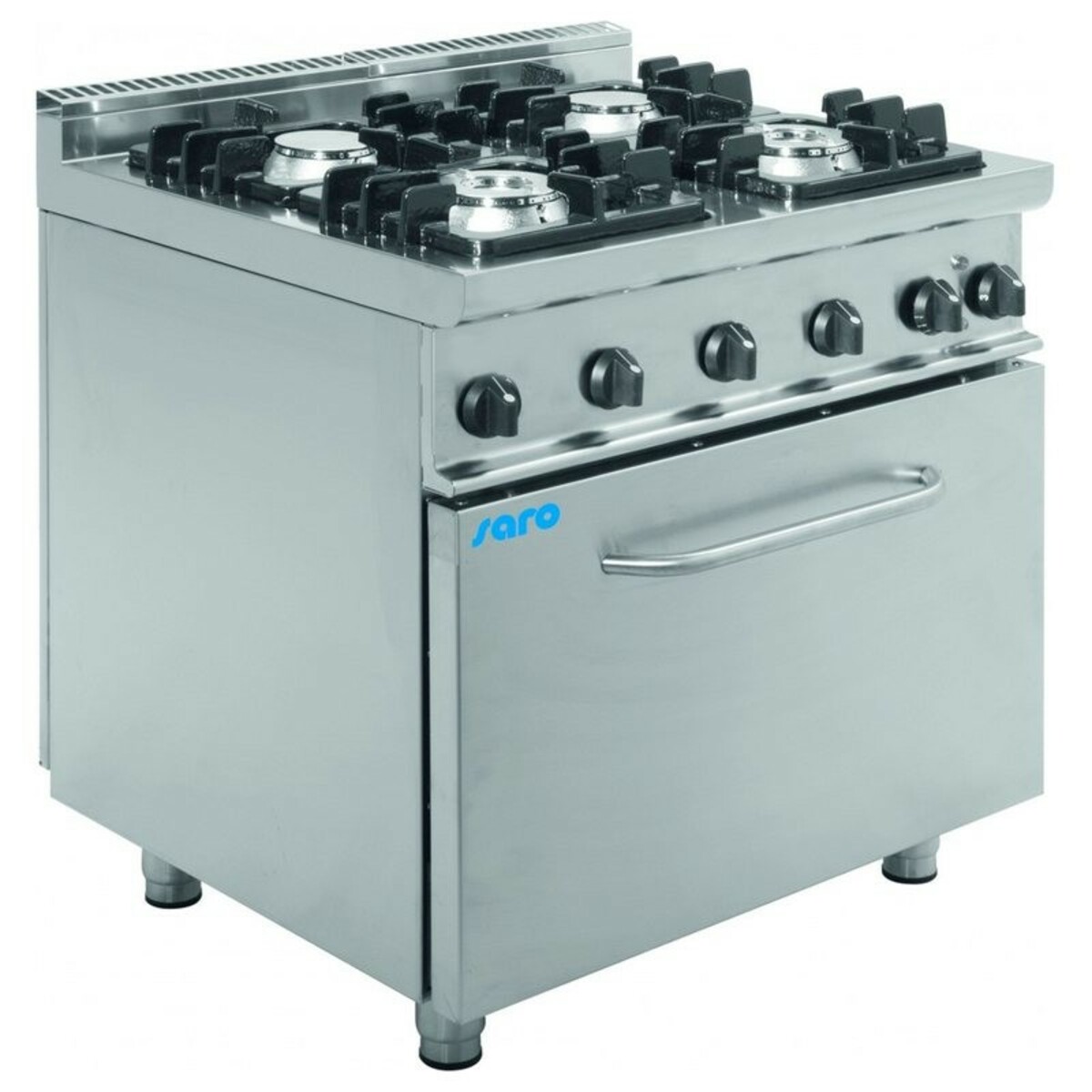 4 4-burner gas range on electric oven