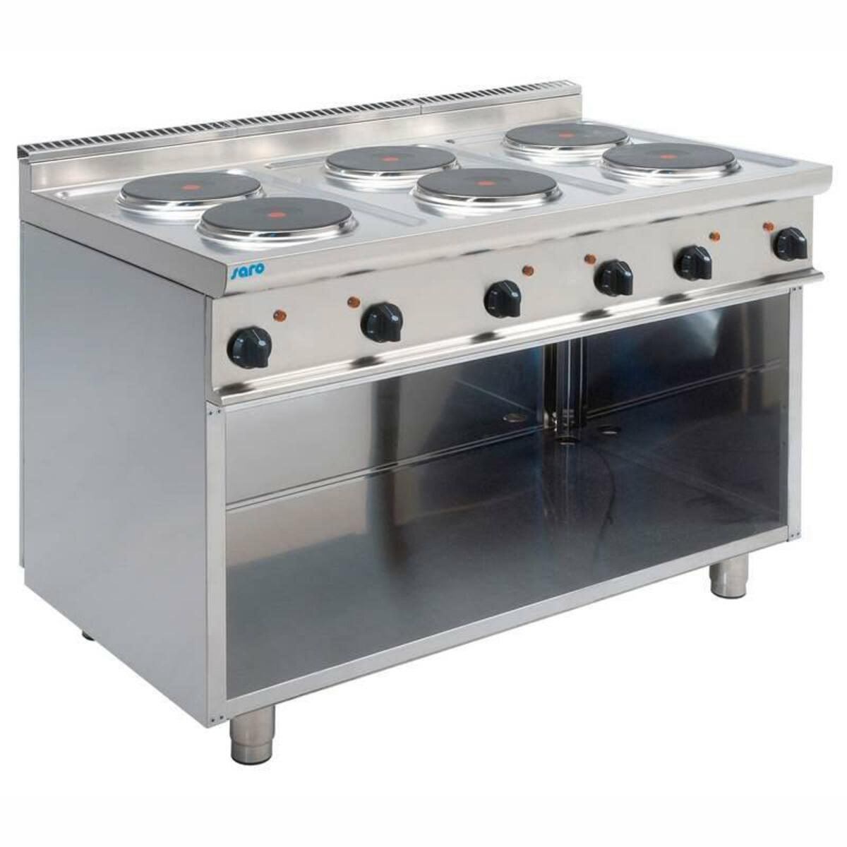 6 electric hob with 2 plates on cabinet