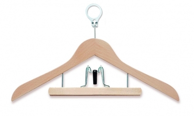 Antitheft wooden hanger combined felt clamp - Reference 129 Star DBM