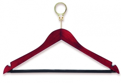 Antitheft wooden hanger with anti-slip bar and notches - Reference 139HR DBM
