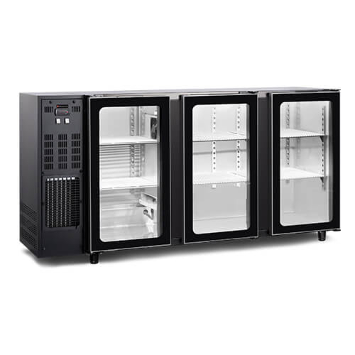 Back bar refrigerated cabinet 3 glazed hinged doors