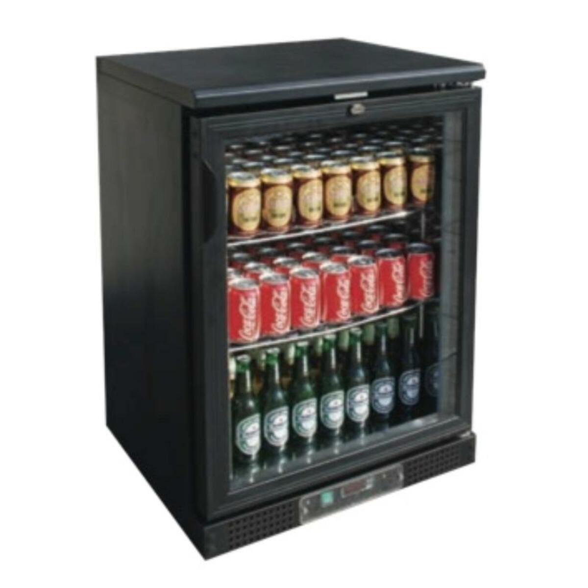 Back bar refrigerator 1 with hinged glass door