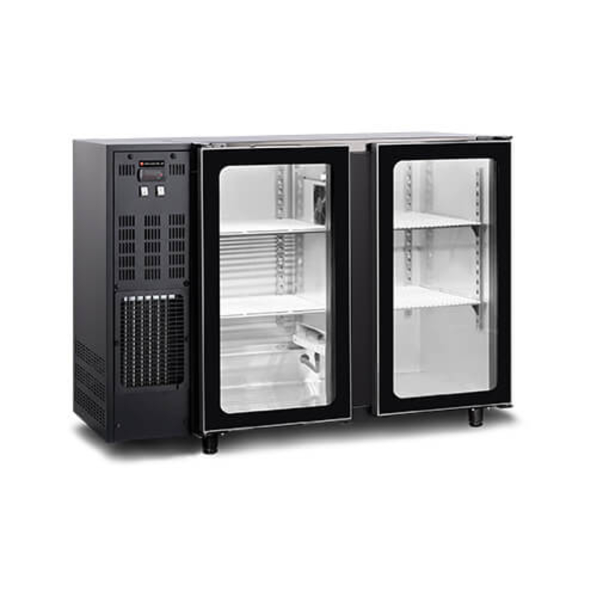 Back bar refrigerator 2 glass swing doors