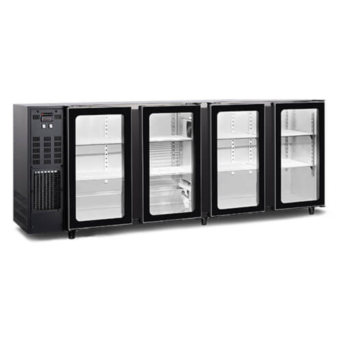Back bar refrigerator 4 glass hinged doors