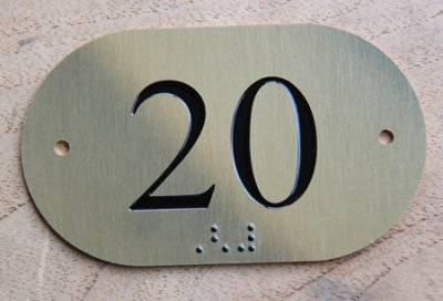 Brass + braille door number