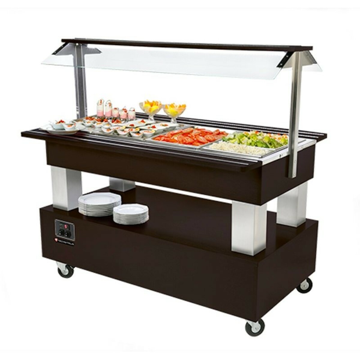Central heated salad bar 4 GN 1/1