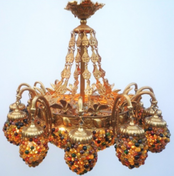 Chandelier Lutecia 12 clusters Colorful Glass