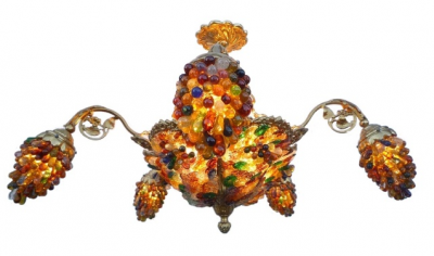 Colored bronze and glass Memphis chandelier