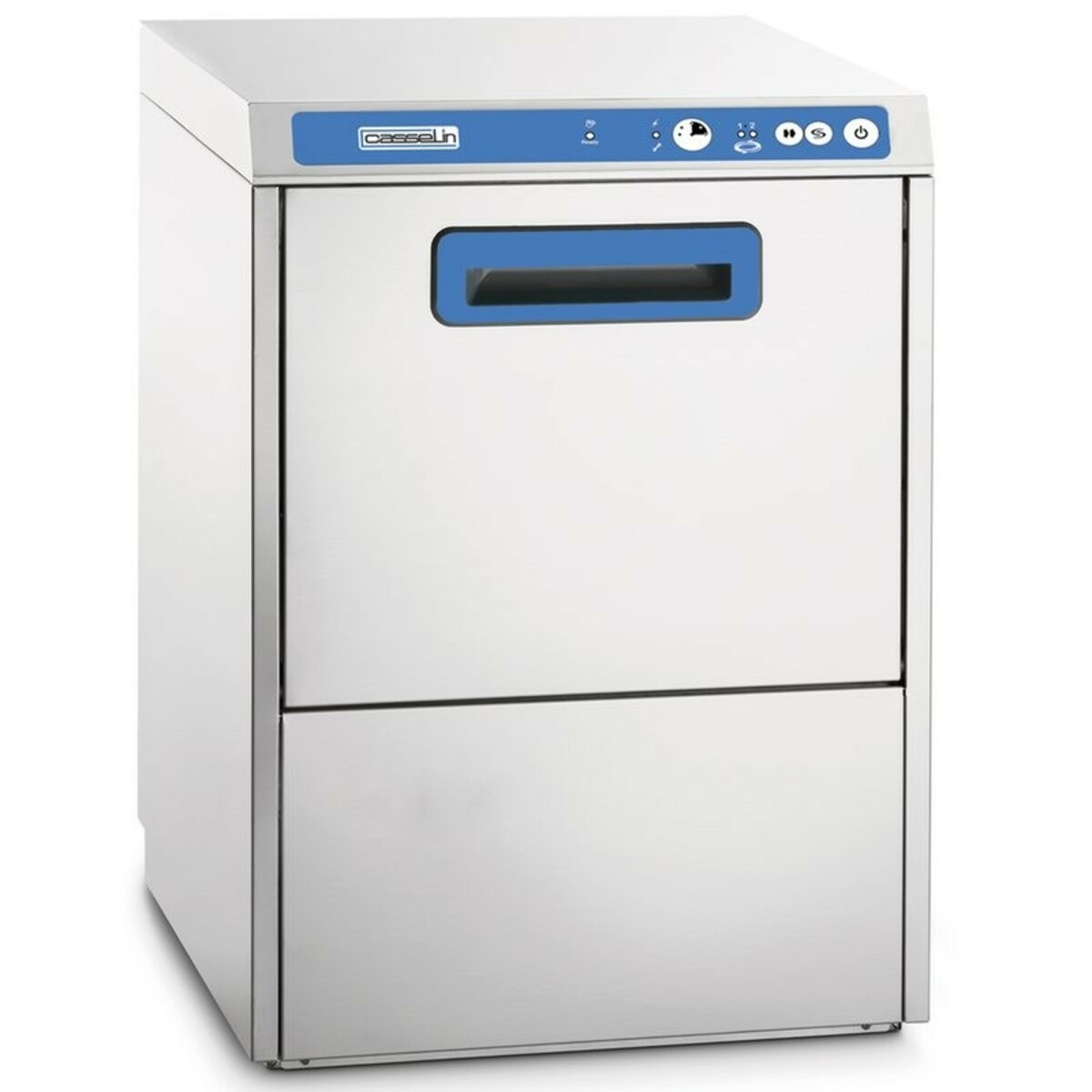 Double-walled dishwasher with drain pump and water softener