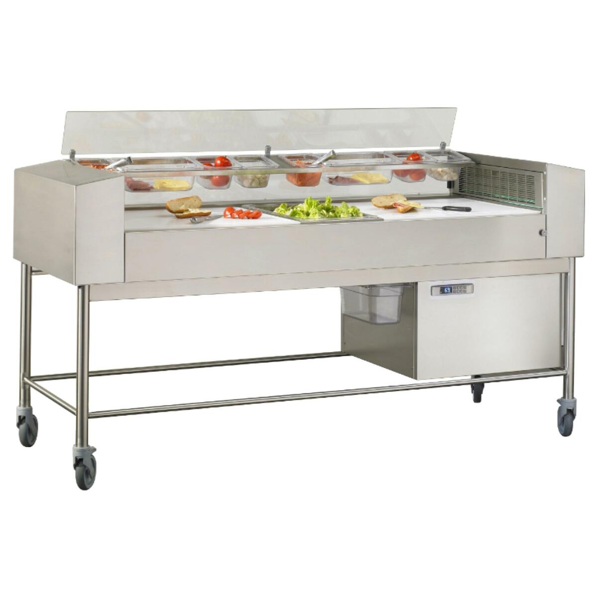 Flow-through refrigerated counter 5 GN1/1 lights