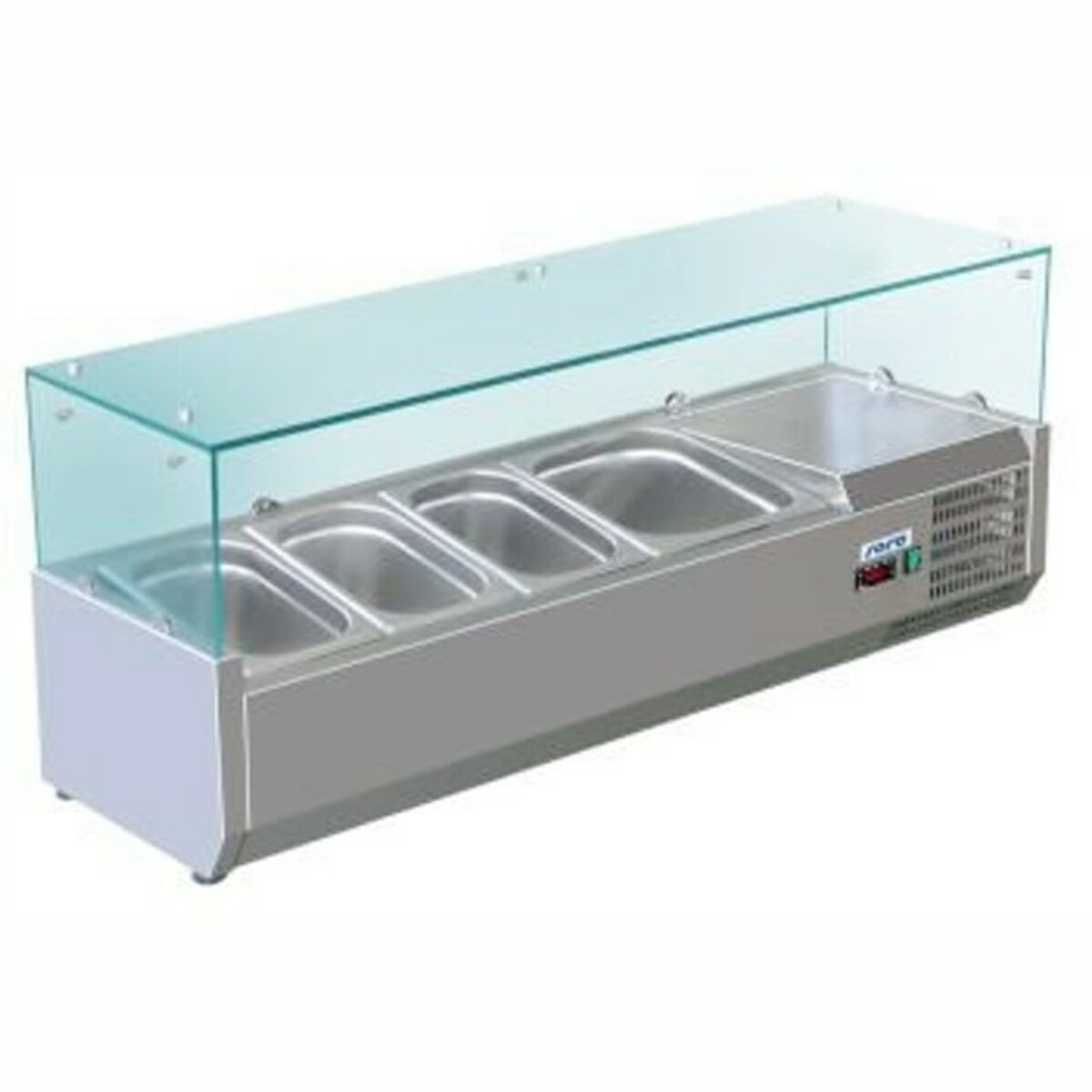 Glass-top countertop refrigerated salad unit 6 pans 1/4