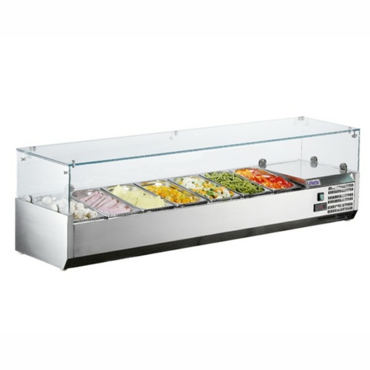 Glass-top refrigerated saladette counter 7 pans 1/3
