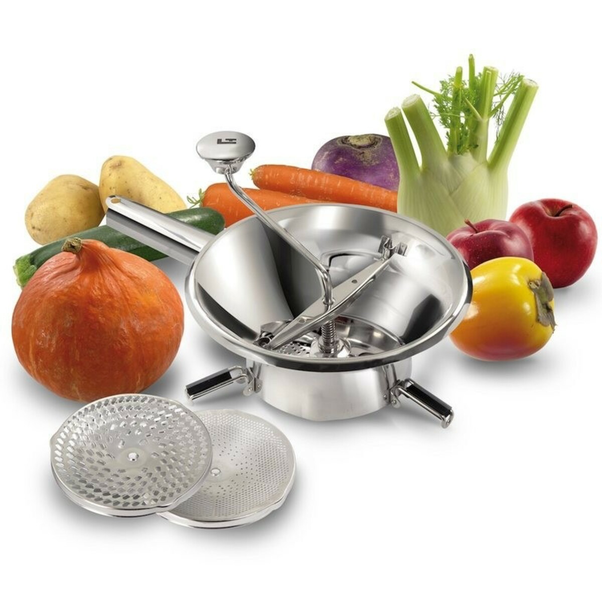 Household food mill Ø 24 cm stainless steel 3 discs Louis Tellier