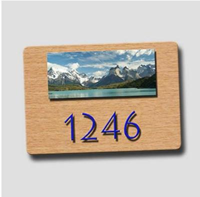 Imitation wood signage - Door number with photo