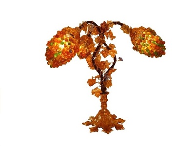 Lamp Athena 3 Colored clusters Solid brass, wrought iron, glass - Lamps