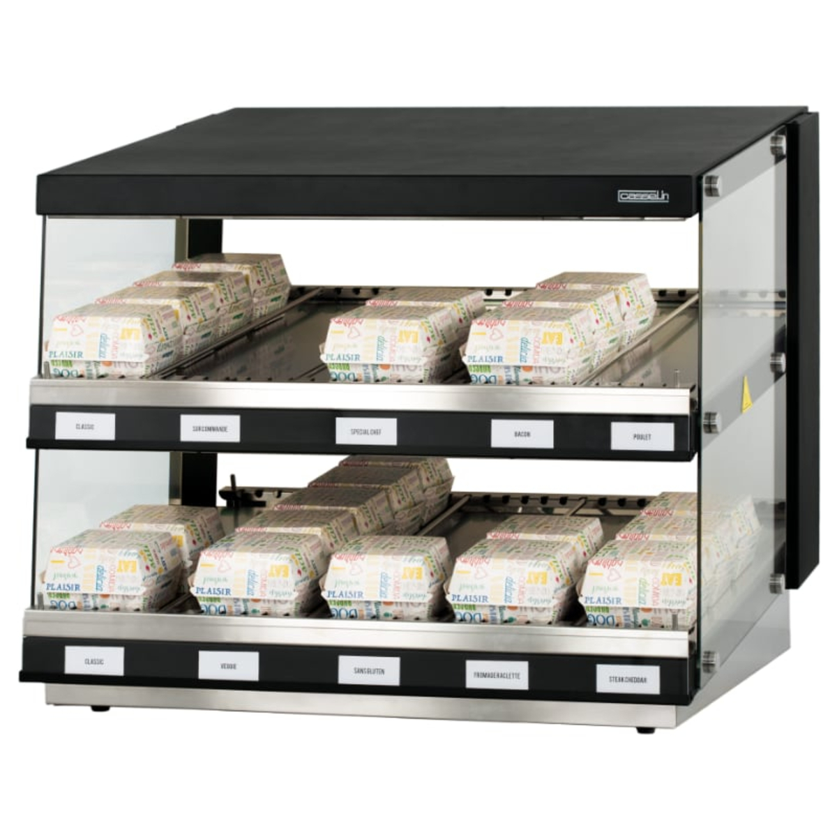 Large hamburger holding pass with heat lamps