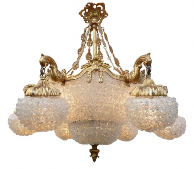 Monte Carlo chandelier in bronze and white glass flowers