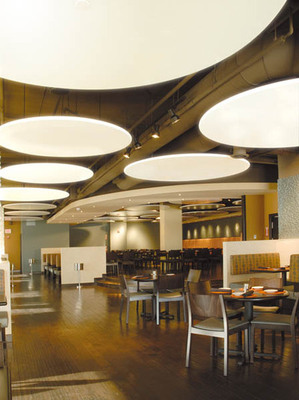 Newmat MIR O DAL ceiling tile: acoustic, luminous and decorative
