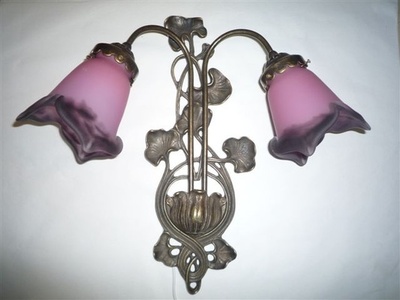 Nymphea wall lamp with two lamp shades in glass paste - PM tulips pointes color pink berlingot