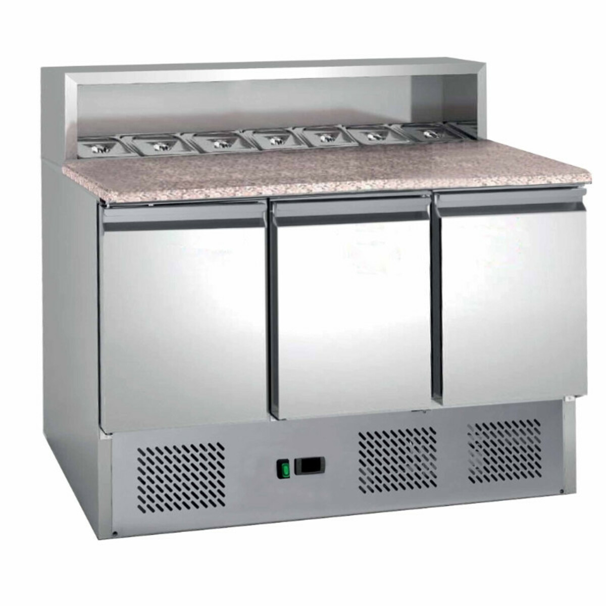 Pizza prep tables 3 doors with insert for GN pans