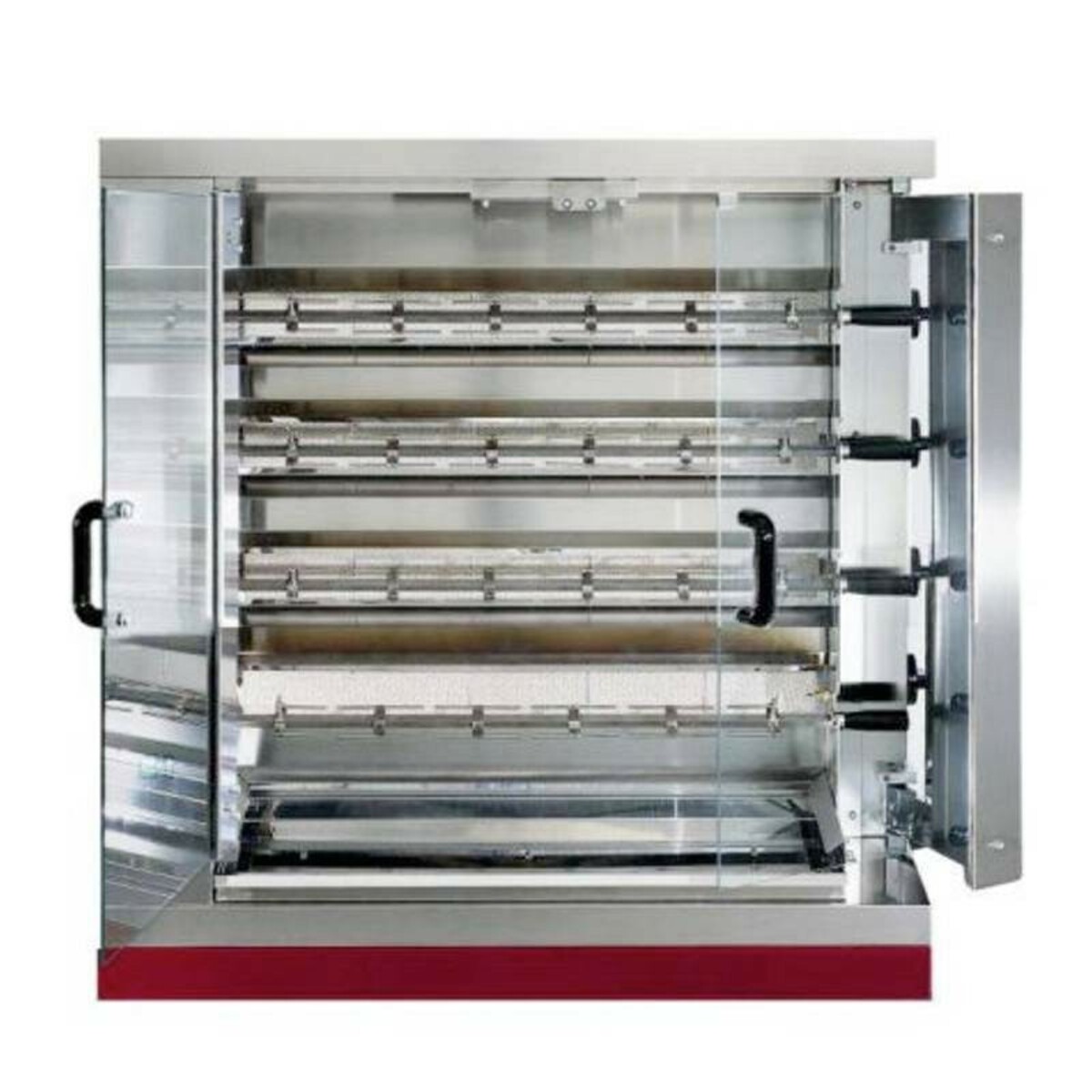 Professional gas rotisserie 4 spits 16 chickens