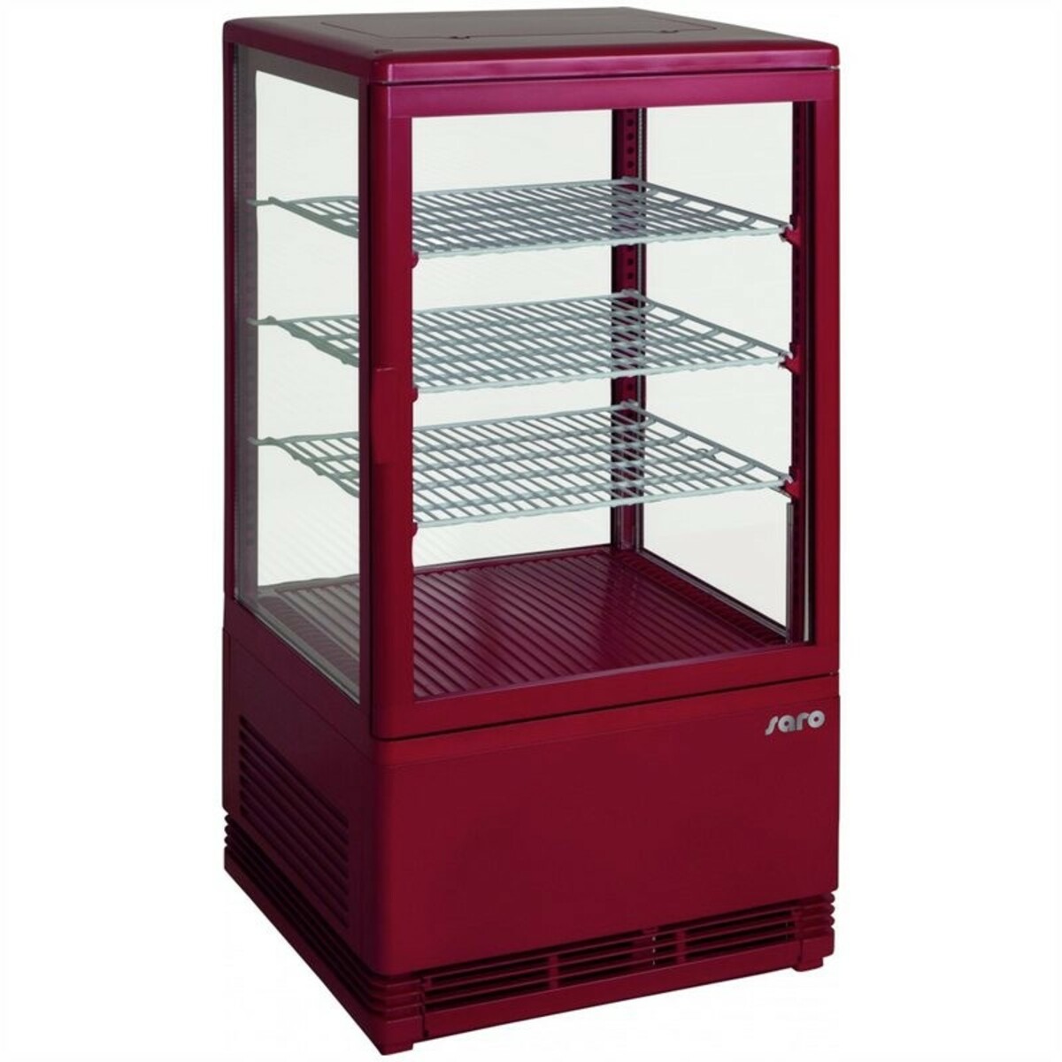 Red refrigerated mini display case 70 litres +2 / +10°C