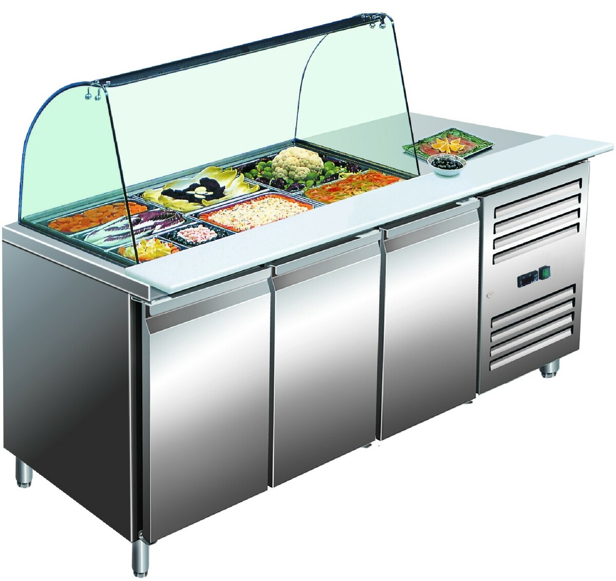 Refrigerated 3 door worktop + GN 3100 TNS saladette
