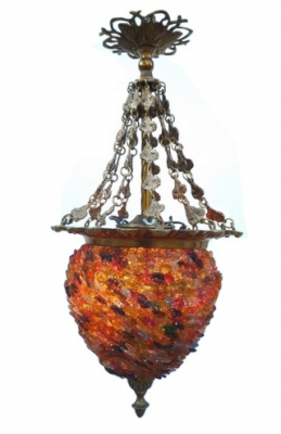 Sisi colored chandelier mm. Height 70 cm. Bronze and glass flowers - Chandeliers