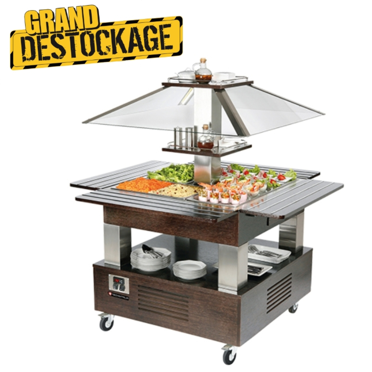 Square heated salad bar 4 GN 1/1 pans