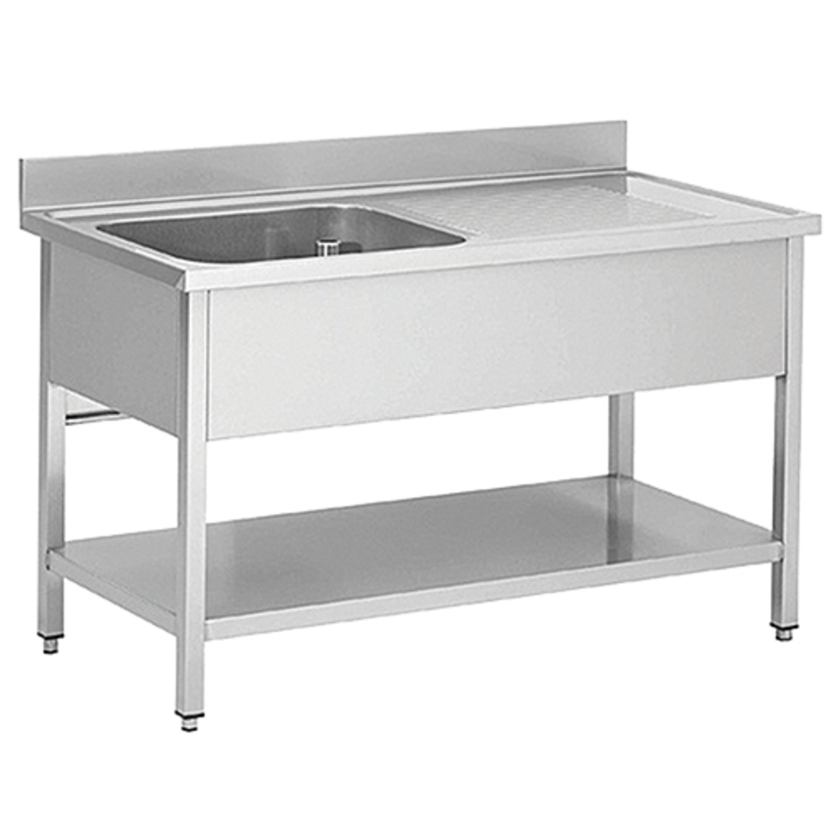 Stainless steel sink unit 1 bowl, right drainboard, 1000 x 700