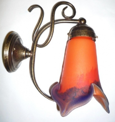 Wall lamp Alouette in paste of glass - tulip long orange point in paste of glass