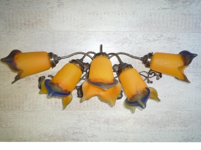 Wall lamp Nymphea glass paste with five shades tulip long tip yellow color ocher blue