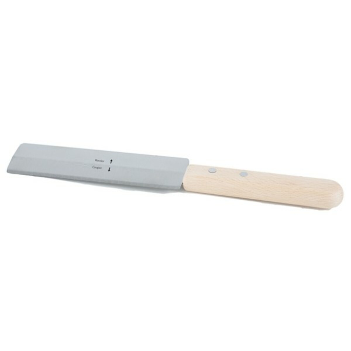 Wooden handle raclette knife with two-function blade