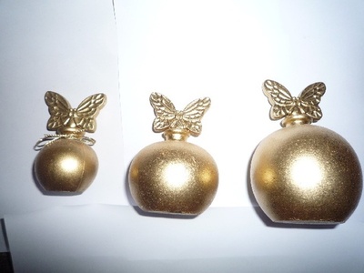 Gold butterfly flask - Height 6, 7 AND 8 CM GLASS - Bottles