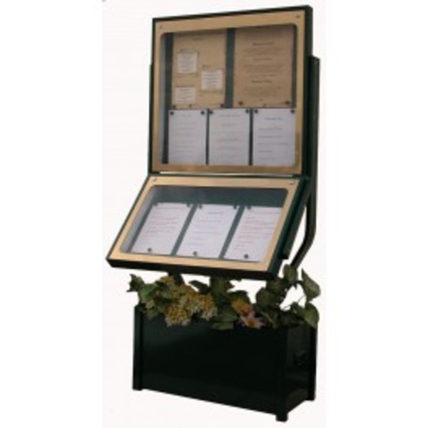 Menu Holder Aquitaine 6+3 pages A4 single sided model on garden plant stand
